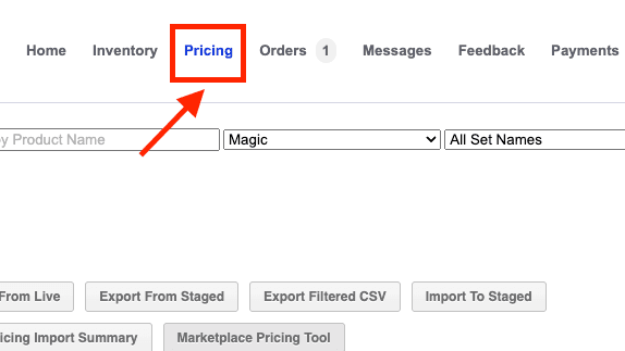 TCGPlayer Pricing Tab Example